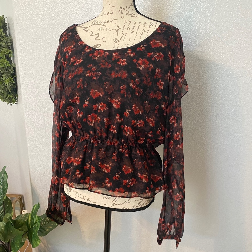 NWT Rachel Zoe ruffle 100% silk top size L